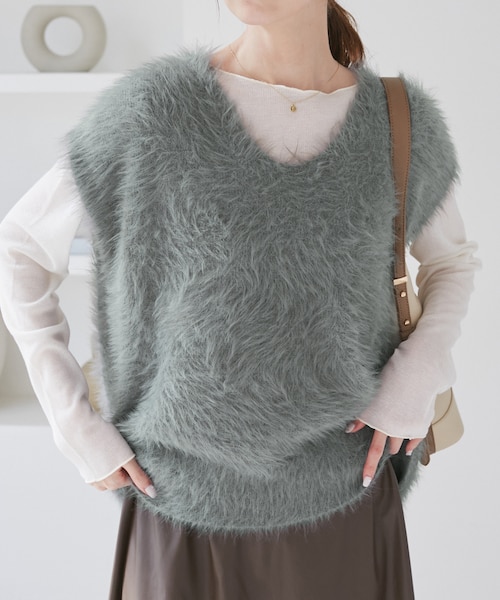 【リピ割】かぐれ　アルパカ混ワイドニットベスト　アーバンリサーチドアーズ アルパカワイドニットベスト｜アーバンリサーチの通販｜&mall（アンド