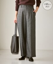 【低身長・小柄さんサイズ】レディハンサムシリーズ ウールライクウエストタックセミワイドパンツ