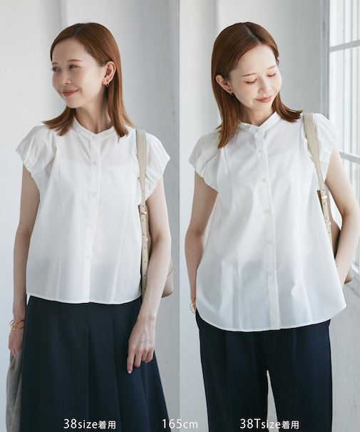 着丈が選べるバルーンスリーブシャツブラウス/イージーケア