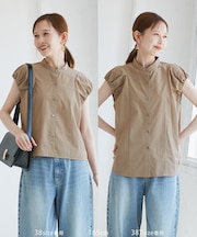 着丈が選べるバルーンスリーブシャツブラウス/イージーケア