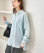 シャンブレーデニム調シャツ