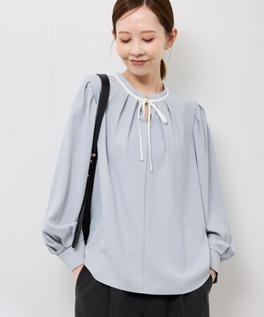 【前後2WAY】【WEB限定カラー】配色リボンブラウス/通勤対応