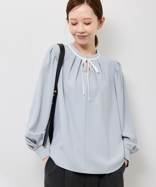 【前後2WAY】【WEB限定カラー】配色リボンブラウス/通勤対応