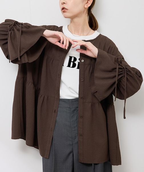 【羽織にもなる】シアーワッシャーブラウスカーディガン