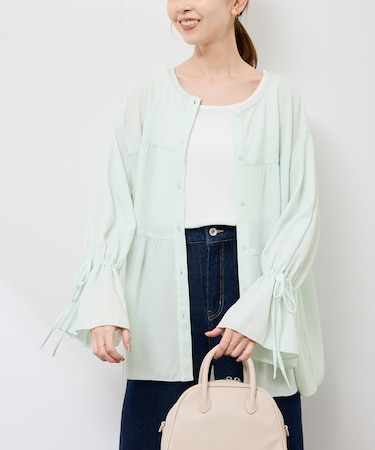 【羽織にもなる】シアーワッシャーブラウスカーディガン