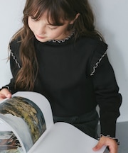 【KIDS/キッズ】プチフリル配色テレコトップス