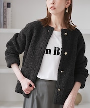 ループ編みニットカーディガン