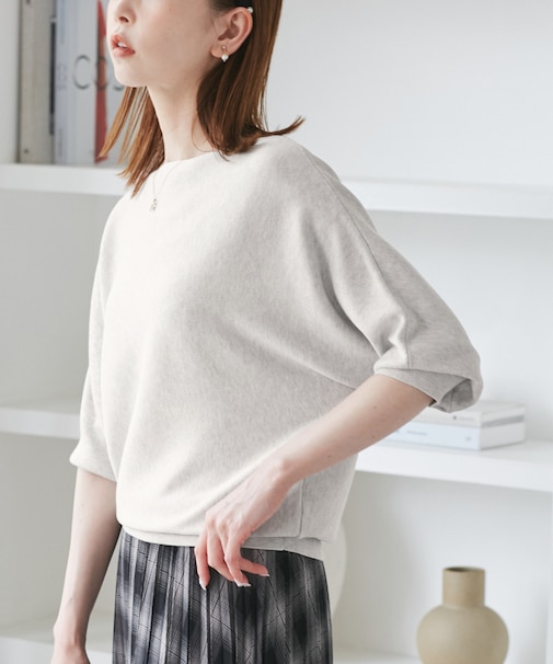 ラメ混ドルマン7分袖ニット