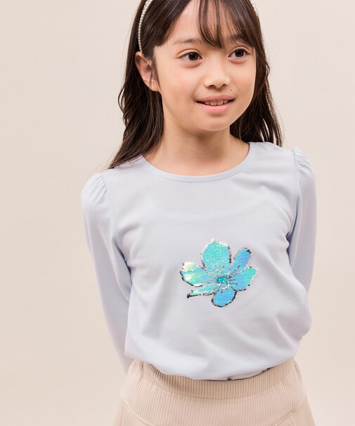 【KIDS/キッズ】【吸水速乾】フラワースパンコールトップス