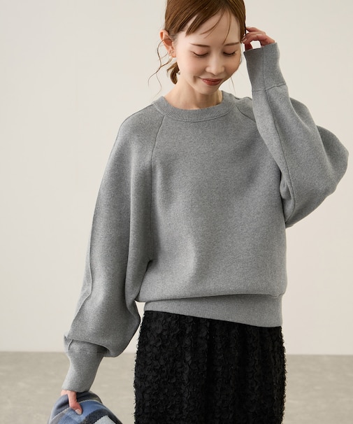 スウェットライクニットプルオーバー