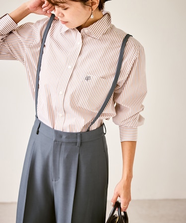 フレアシルエットサスペンダー付きパンツ