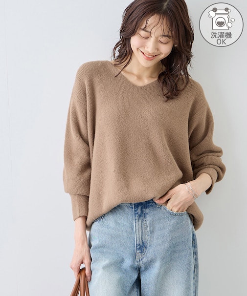 【新色追加】スフレニットシリーズ Vネックニットプルオーバー/イージーケア・リンクコーデ