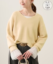 【新色追加】スフレニットシリーズ Vネックニットプルオーバー/イージーケア・リンクコーデ