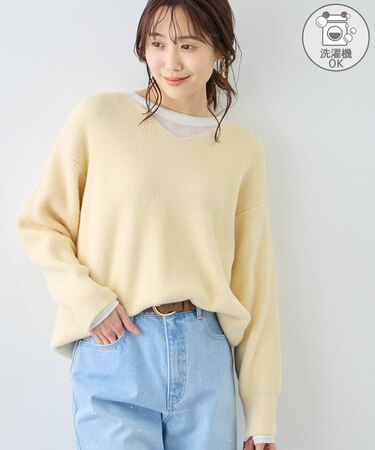 【新色追加】スフレニットシリーズ Vネックニットプルオーバー/イージーケア・リンクコーデ