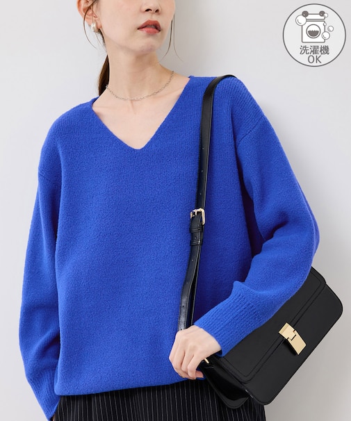 【WEB限定カラー】スフレニットシリーズ Vネックニットプルオーバー/イージーケア・リンクコーデ