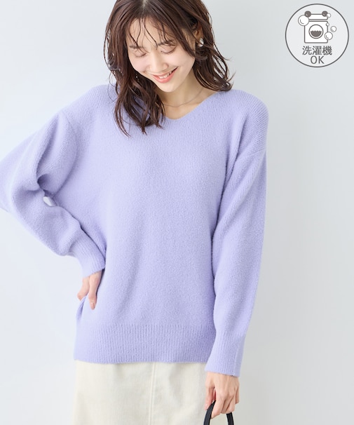 【新色追加】スフレニットシリーズ Vネックニットプルオーバー/イージーケア・リンクコーデ