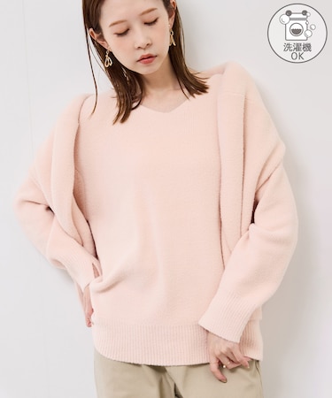 【WEB限定カラー】スフレニットシリーズ Vネックニットプルオーバー/イージーケア・リンクコーデ