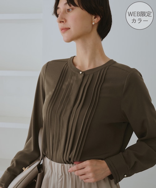 フロントピンタックブラウス/一部WEB限定カラー