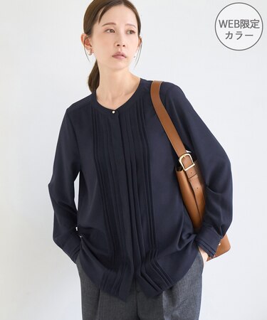 フロントピンタックブラウス/一部WEB限定カラー