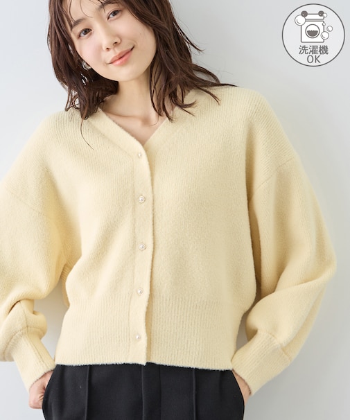 【新色追加】スフレニットシリーズ パールボタンショートカーディガン/イージーケア・リンクコーデ
