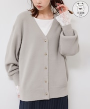 【新色追加】スフレニットシリーズ 変形メタルボタンミドル丈カーディガン/イージーケア・リンクコーデ