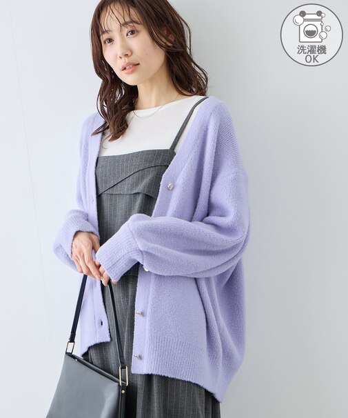 【新色追加】スフレニットシリーズ 変形メタルボタンミドル丈カーディガン/イージーケア・リンクコーデ