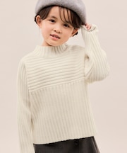 【KIDS/キッズ】もちもちリブ切り替えニットプルオーバー/イージーケア・リンクコーデ