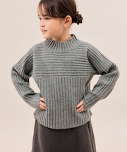 【KIDS/キッズ】もちもちリブ切り替えニットプルオーバー/イージーケア・リンクコーデ