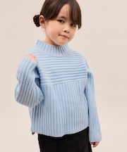 【KIDS/キッズ】もちもちリブ切り替えニットプルオーバー/イージーケア・リンクコーデ