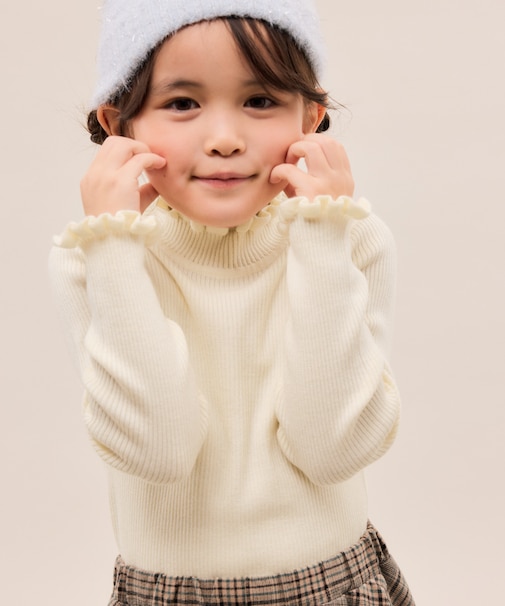 【KIDS/キッズ】アンチピリングフリルニットプルオーバー/リンクコーデ