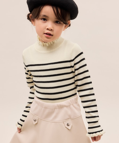 【KIDS/キッズ】アンチピリングフリルニットプルオーバー/リンクコーデ