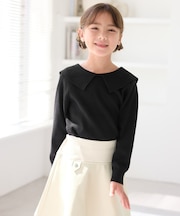【KIDS/キッズ】【2WAY】マシュマロニットリボンカラートップス/リンクコーデ