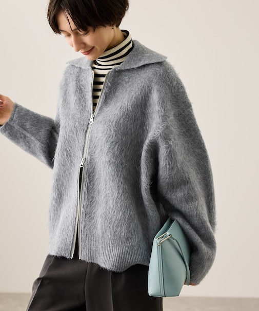 【WEB限定】Wジップシャギーニットブルゾン