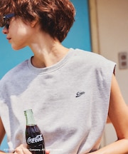 【Coca-Cola】【汗染み加工・セットアップ対応】ラメ入りミニ裏毛フレンチスリーブTシャツ