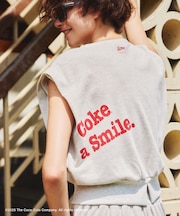 【Coca-Cola】【汗染み加工・セットアップ対応】ラメ入りミニ裏毛フレンチスリーブTシャツ