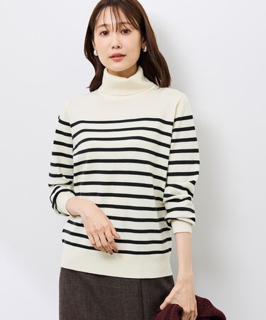 アンチピリング天竺タートルネックニットプルオーバー/イージーケア