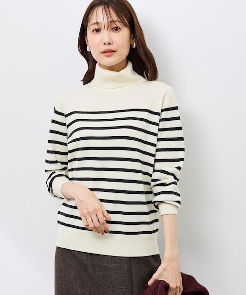 アンチピリング天竺タートルネックニットプルオーバー/イージーケア