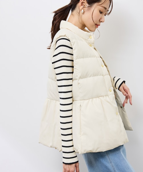 GREEN DOWN/グリーンダウン】ペプラムダウンベスト｜ロペ