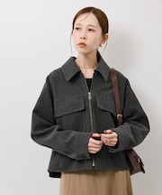 ジャージメルトンポケット付きジップコート/リンクコーデ
