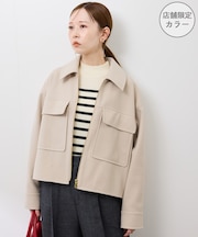 ジャージメルトンポケット付きジップコート/リンクコーデ