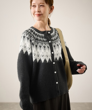 ノルディック柄カーディガン