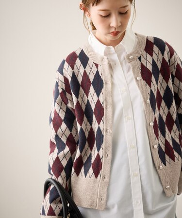 アーガイル柄アソートカーディガン