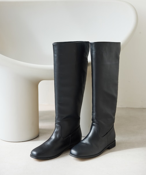 バックスリットロングブーツ