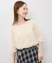チュールドッキングボリュームスリーブニットプルオーバー
