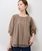 チュールドッキングボリュームスリーブニットプルオーバー