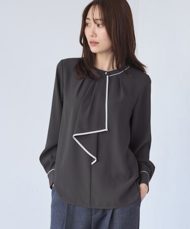 【WEB限定】配色ボウタイ風ブラウス