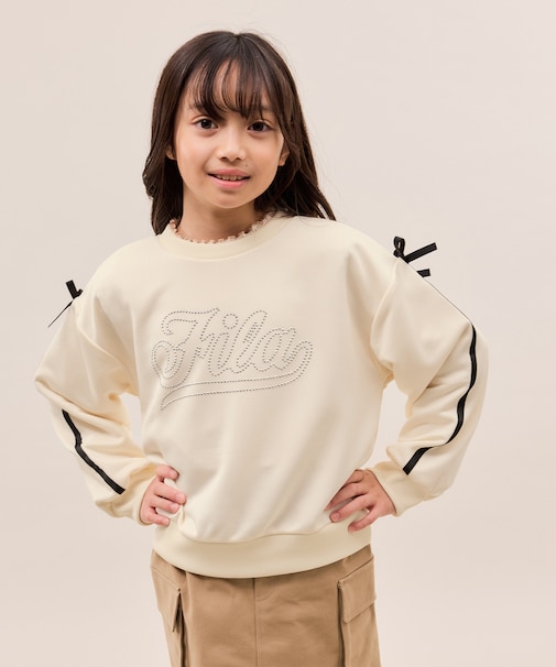 【KIDS/キッズ】【FILA/フィラ別注】ラインストーンロゴ裏毛プルオーバー