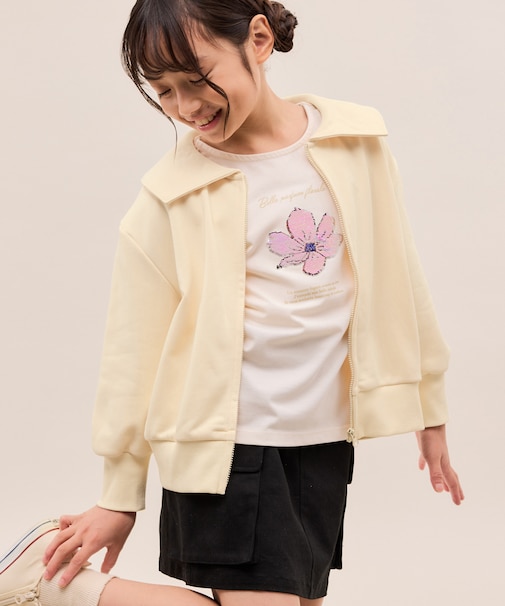 【KIDS/キッズ】ビックカラー裏毛ジップカーディガン