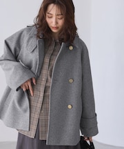 ジャージーメルトンシリーズ 金ボタンミドル丈コート/リンクコーデ