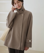 ジャージーメルトンシリーズ 金ボタンミドル丈コート/リンクコーデ